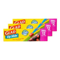 글래드 슬라이드 지퍼백, 소(S), 12개입, 3개