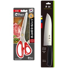 피스코리아 306 프리미엄 주방가위 + 하이샤프 식도 H-185, 레드(가위), 블랙(식도)