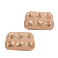 向日葵 6格 烤盤 金色, 2個