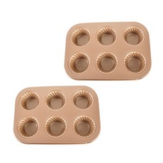皺褶瑪芬6入烤盤 金色, 2個