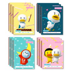 B FaMILY The Open House Spring English Note 4 Set 23-6035, 黃色、海軍藍、薄荷色、粉色, 3套