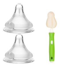 soonsooa 柔軟奶嘴 2入+奶嘴刷, S號(1~3個月), 1組