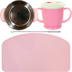 餐具組, 粉色, 碗+杯子+餐墊+清洗刷具