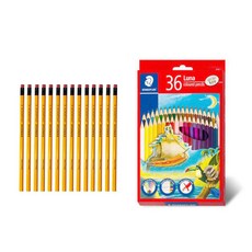 STAEDTLER 橡皮擦鉛筆 2B 12入+Luna色鉛筆組 36色, 混色, 1套