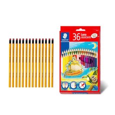 STAEDTLER 橡皮擦鉛筆 HB 12入+Luna色鉛筆組 36色, 混色, 1套