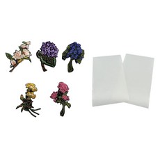 Ino Time花朵布貼系列 5種+黏貼紙 2入, 混色, 1套