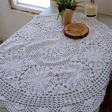 Blanche 白色圓形餐桌手工編織桌旗, 混色, 85 x 85 cm, 1個