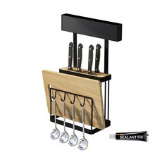 MONACO OLIVE 金屬系列 嵌入式廚房層架 刀座 / 砧板瀝水架 + Sealant Fix 固定膠組, 黑色, 1套