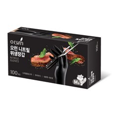오런 니트릴 위생장갑 100P, 블랙, M, 1개