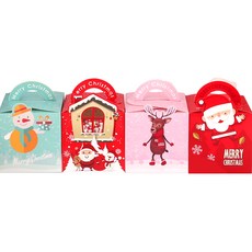 聖誕老人分裝零食小禮盒組 4入, A款+B款+C款+D款, 1組