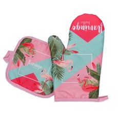 火烈鳥設計廚房隔熱手套+隔熱墊, 1, 1套