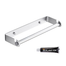 MONACO OLIVE 金屬線條廚房紙巾架 + 免釘膠, 銀色(廚房紙巾架), 1套