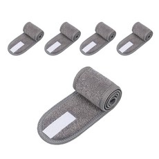 防止頭髮滑落的洗臉頭巾, 灰色, 5個