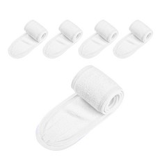 防止頭髮滑落的洗臉頭巾, 白色, 5個
