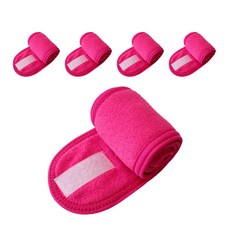 防止頭髮滑落的洗臉頭巾, 桃紅色, 5個