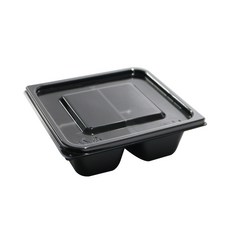 HCN SP 02 NEW 2格一次性配菜容器 13.5 x 12.7 x 4.5 cm 300入 + 蓋子 300入 組, 1套