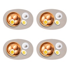 HOME STORY 多用途矽膠餐墊 橢圓形 4入, 米色, 寬 29.8cm x 長 20.3cm x 厚 1.5mm