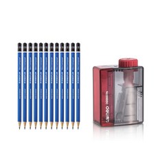 STAEDTLER 素描鉛筆 HB 12入+4段式便攜型削鉛筆機 隨機出貨, 混色, 1套