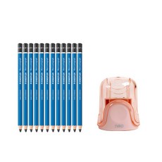 STAEDTLER 素描鉛筆 7B 12入+便攜式2孔削鉛筆機 隨機出貨, 混色, 1套