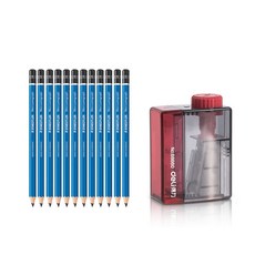 STAEDTLER 素描鉛筆 5B 12入+4段式便攜型削鉛筆機 隨機出貨, 混色, 1套