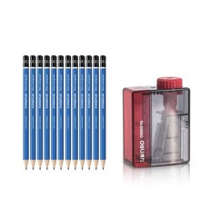 STAEDTLER 素描鉛筆 9H 12入+可調節4段削鉛筆機 隨機出貨, 混色, 1套