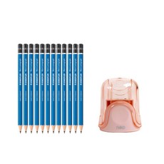 STAEDTLER 素描鉛筆 2B 12入+2孔削筆器 隨機出貨, 混色, 1套