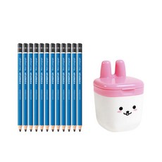 STAEDTLER 素描鉛筆 6B 12入+動物造型便攜式削鉛筆機 隨機出貨, 混色, 1套