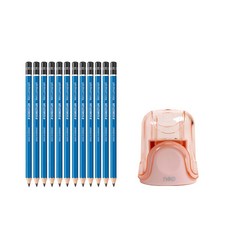STAEDTLER 素描鉛筆 3B 12入+2孔削筆器 隨機出貨, 混色, 1套