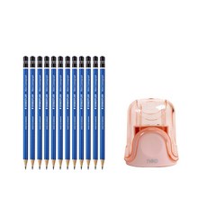 STAEDTLER 素描鉛筆 HB 12入+2孔削筆器 隨機出貨, 混色, 1套
