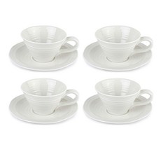 Portmerion Sophie Conran 茶杯和茶托 4 件套 0.3L, 白色的, 1套