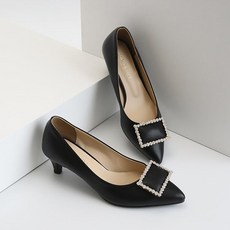 JACK&JILL 方形寶石裝飾中跟鞋 JA1101