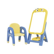 Benebene Hello Dino 幼兒磁性板+專屬椅子+數字遊戲磁鐵+橡皮, 黃色