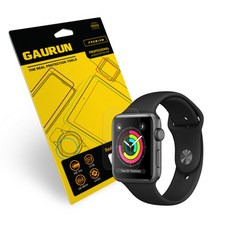GAURUN Apple Watch 3 全曲面滿版螢幕保護貼 38mm 2片組, 透明, 1套