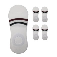 男性運動雙層底雙槓隱形襪 5雙入, 白色