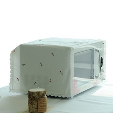 Heim&Heim 鬱金香蕾絲微波爐蓋布, 象牙色+紅色