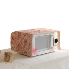 Heim&Heim花俏花朵亞麻微波爐套, 自然色+紅色