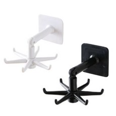 黏貼式旋轉型烹飪工具掛勾 2種組, 黑，白, 1套