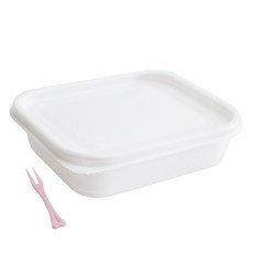 전자레인지 SP납작 일회용기 반찬용기 화이트 중 100p + 미니포크, 1세트