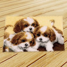 狗狗兄弟鎖針刺繡DIY套組 ZD-106, 1個, 隨機出貨(鎖針)