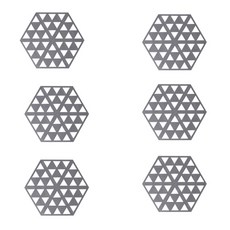 北歐三角杯墊 6入, 灰色, 6個