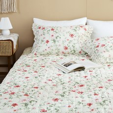 gBEDDING 60支棉水洗花朵印花床墊, 象牙