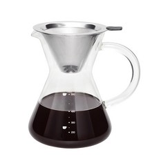 bella cuisine 不鏽鋼手沖咖啡濾網+玻璃壺組 500ml, 濾網+玻璃壺, 650ml