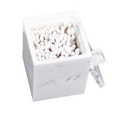 現代大理石紋棉花棒盒, 白色, 1個