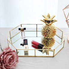 金色鏡面8角形化妝品收納盒, 混色