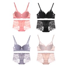 浪漫蕾絲夏威夷風胸罩4件 + 內褲8件組 BY003
