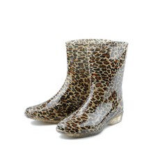 韓國 Bosaeng K透明女性半筒靴, 豹紋, 255