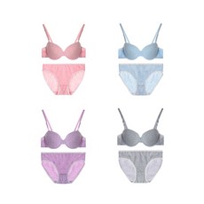 WINKPINK 柔軟棉質內衣套裝 內衣 4入+內褲 4入