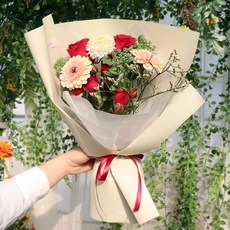 프레시가든 생화 화이트데이 꽃다발, 모던레드