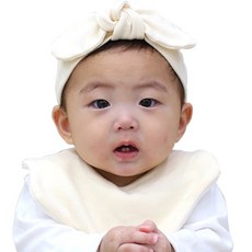 dou 圍兜+髮帶, 象牙白, 1組