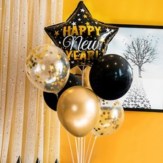 WOW PARTY KOREA 新年星星黑色氣球插座組, 混色, 2套